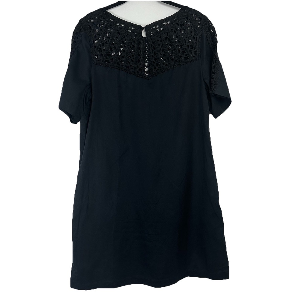 Maeve Anthropology Linen Blend Dress Size Medium Black Crochet Boho Date Night